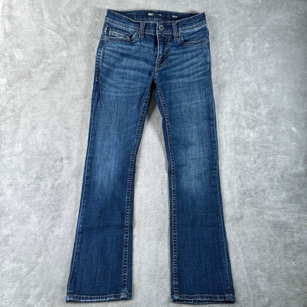 BKE Aiden Jeans Mens 28x32 Blue Bootcut Distressed Dark Wash Denim